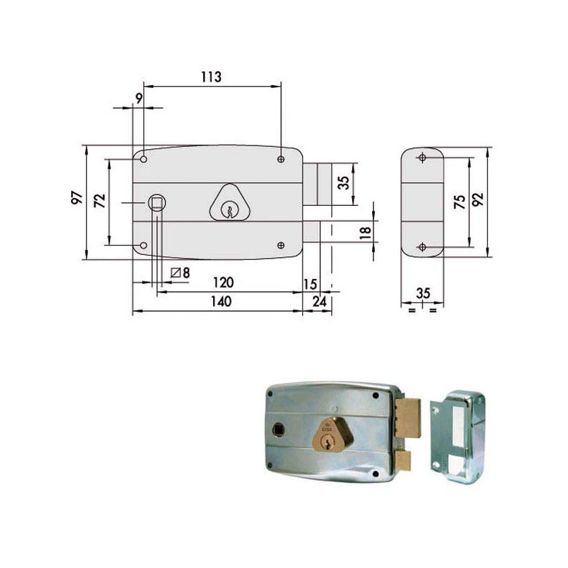 Serratura App.Ferro Dx 50471-60-1 Cisa