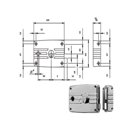 Serratura App.Ferro E60 Dx 485604 Iseo