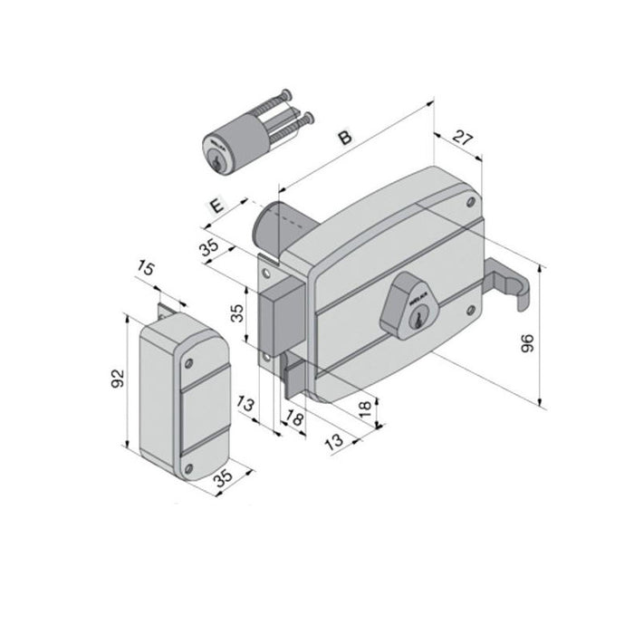 Serratura App.Legno Dx 030.60.52.1 Welka