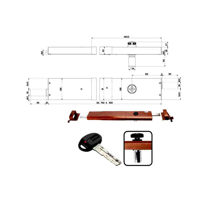 Serratura Bascule Spranga Pompa Dx 32926 Mottura