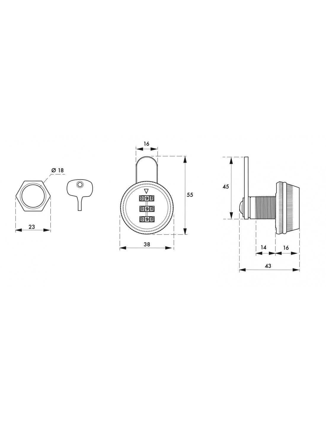 Serratura a camme a combinazione, 3 cifre, per cassetta postale, cassetti  - THIRARD