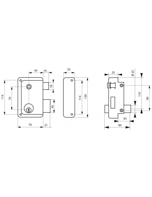 Serratura esterna da applicare per porte in legno, nero, maniglia a sinistra - THIRARD