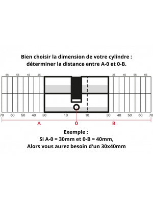 Serratura da incasso con cilindro per infissi in metallo, asse 24mm, L 39, piastra quadra, cilindro 30x30mm, acciaio inossidabile, 3 chiavi - THIRARD