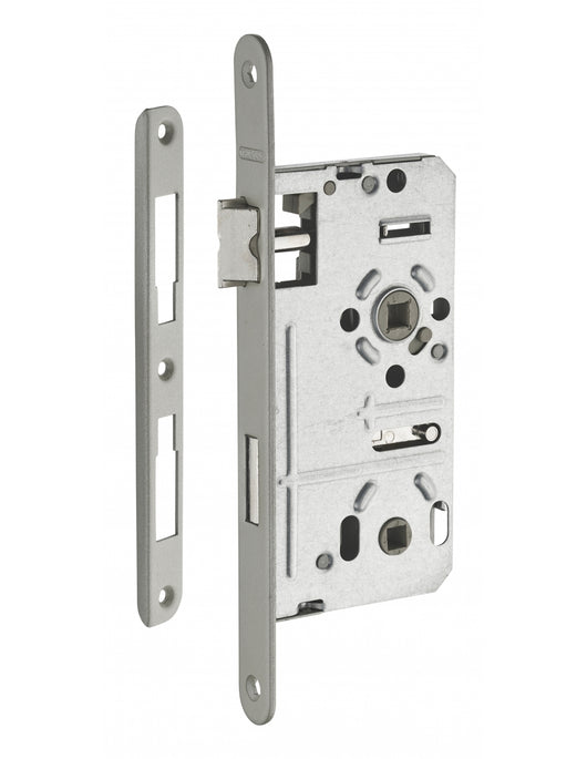 Serratura da incasso per bagno e WC, destra, asse 55mm, estremità  arrotondate - THIRARD