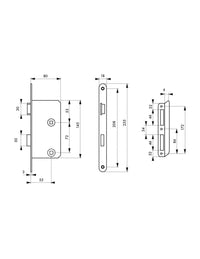 Serratura da incasso per bagno e WC, sinistra, catenaccio da 55 mm, estremità arrotondate, acciaio verniciato - THIRARD