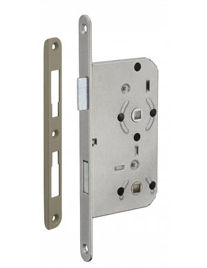 Serratura da incasso per bagno e WC, sinistra, catenaccio da 55 mm, estremità arrotondate, acciaio verniciato - THIRARD