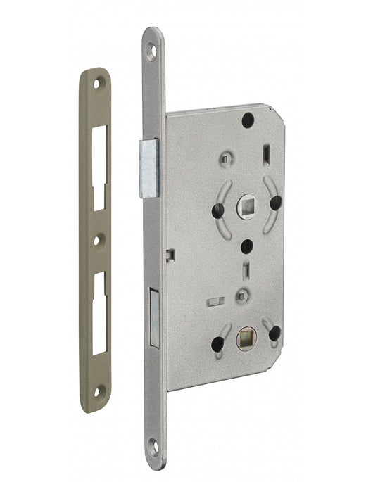 Serratura da incasso per bagno e WC, sinistra, catenaccio da 55 mm, estremità arrotondate, acciaio verniciato - THIRARD