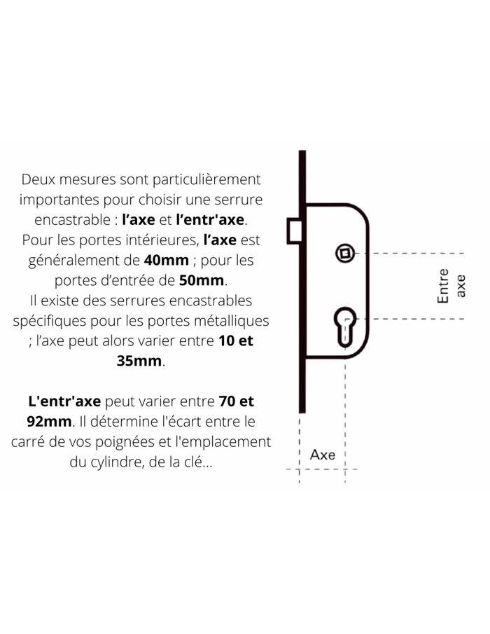 Serratura da incasso per porta interna, asse 60mm, estremità tonde, ottone lucido verniciato - THIRARD