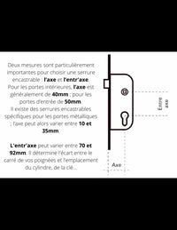 Serratura da incasso per porta interna, asse 70mm, piastra tonda, ottone lucido - THIRARD