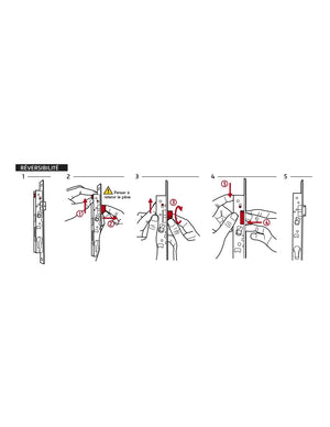 Serratura da incasso per porte interne, asse 70mm, piastra tonda, ottone spazzolato - THIRARD