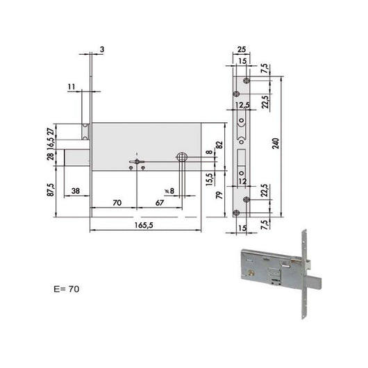 Serratura Doppia Mappa Inf.All 57312-73-0 Cisa