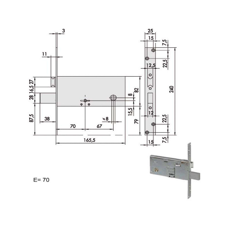 Serratura Doppia Mappa Inf.All 57312-73-0 Cisa
