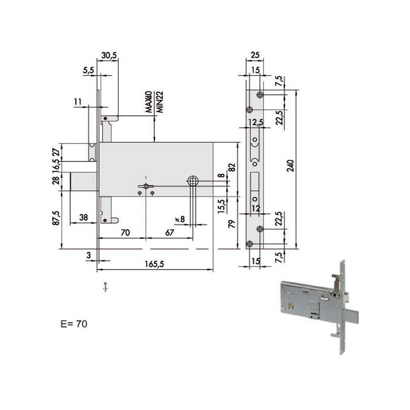 Serratura Doppia Mappa Inf.All 57317-73-0 Cisa
