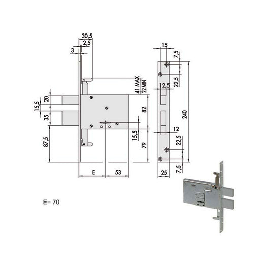 Serratura Doppia Mappa Inf.All 57336-70-0 Cisa