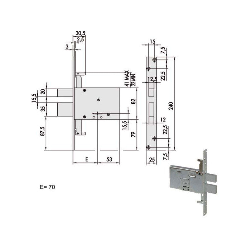 Serratura Doppia Mappa Inf.All 57336-70-0 Cisa