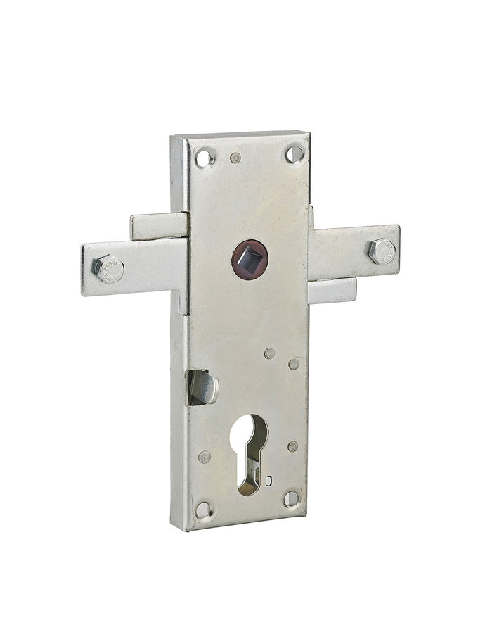 Serratura per porta basculante 2 punti destra e sinistra, a cilindro europeo, garage, 60x160mm, quadro 8mm, zincato - THIRARD