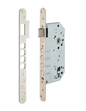 Serratura da incasso a cilindro europeo europeo, asse 60x85mm con borchia, cromato - THIRARD