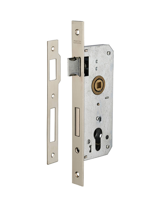 Serratura da infilare a cilindro europeo, asse 35x70 mm, piastre piastra quadra, nichelato - THIRARD