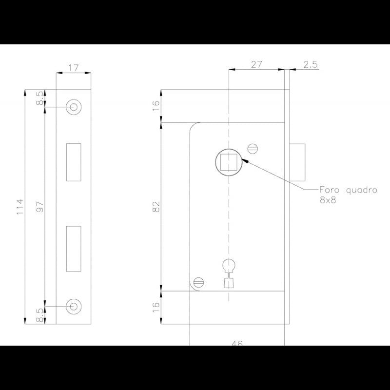 SERRATURA INCASSO OTT. MM.83X46