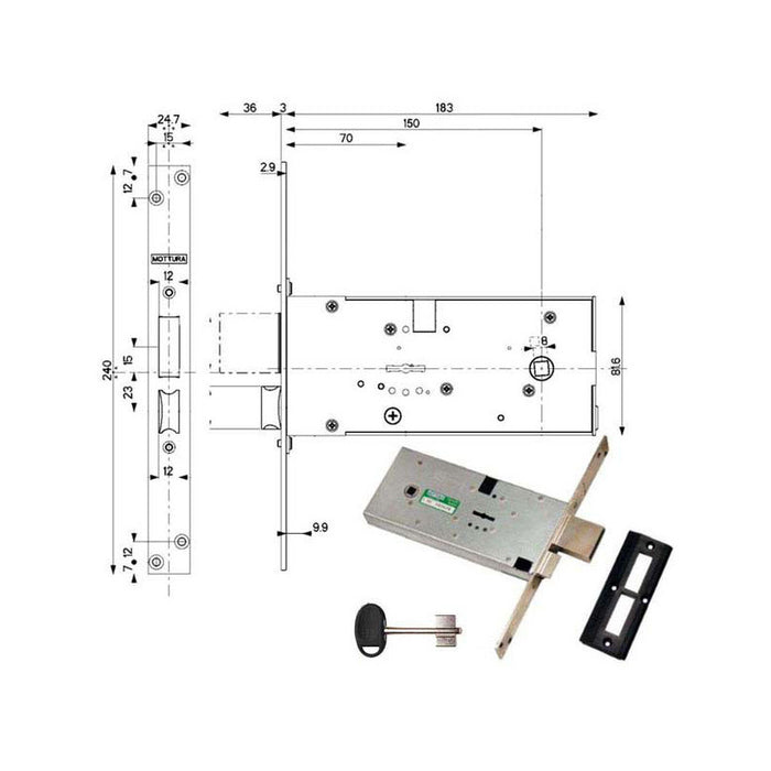 Serratura Infilare Fasce All 41812 Mottura