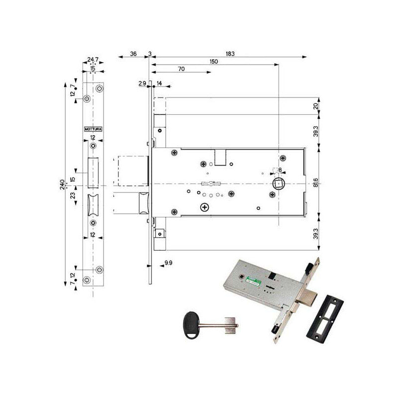 Serratura Infilare Fasce All 41823 Mottura