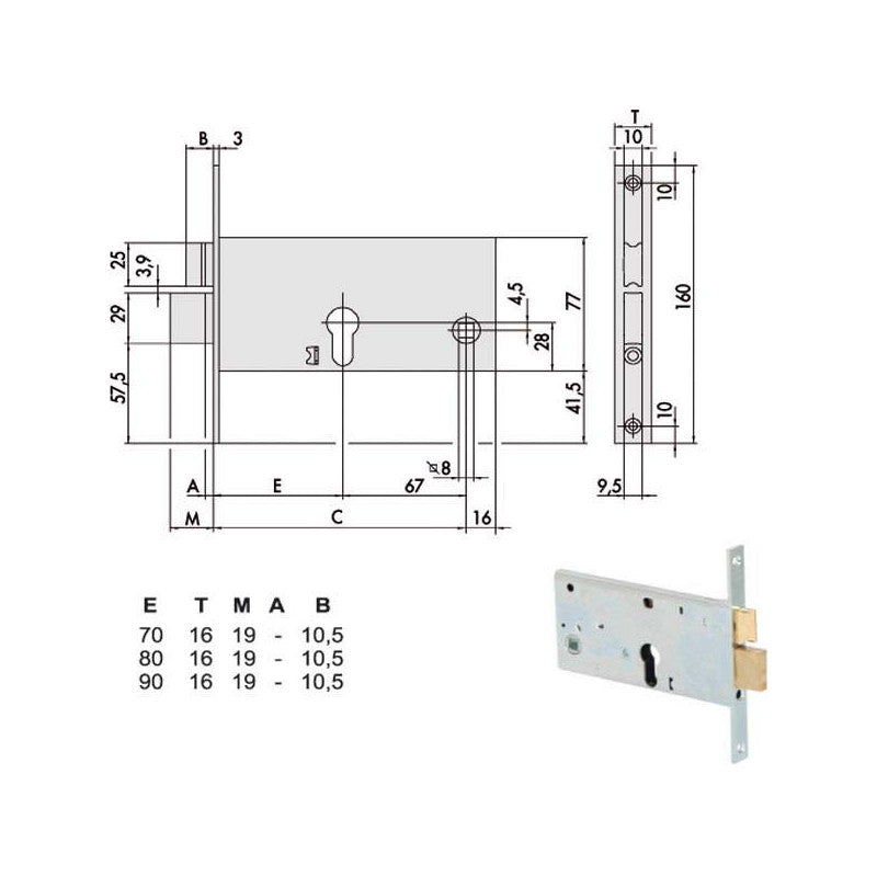 Serratura Infilare Fasce All 44360-90-0 Cisa