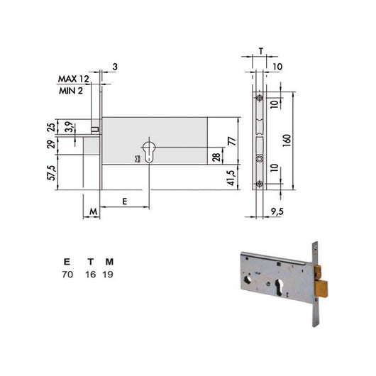 Serratura Infilare Fasce All 44370-70-0 Cisa