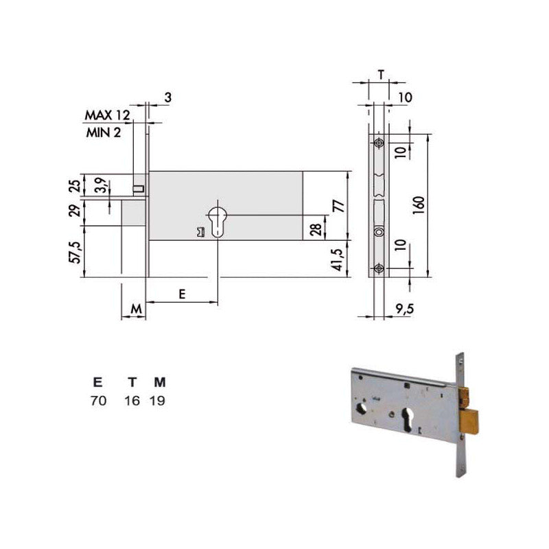 Serratura Infilare Fasce All 44370-70-0 Cisa