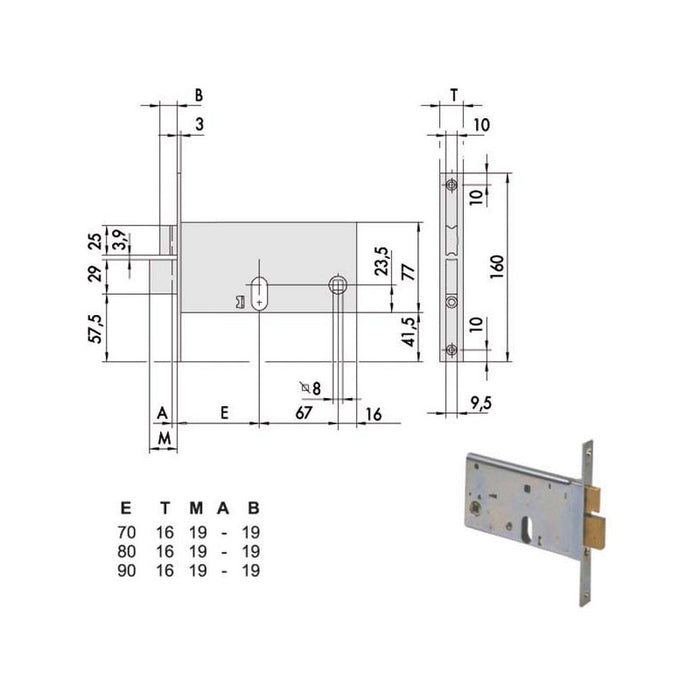 Serratura Infilare Fasce All 44460-90-0 Cisa