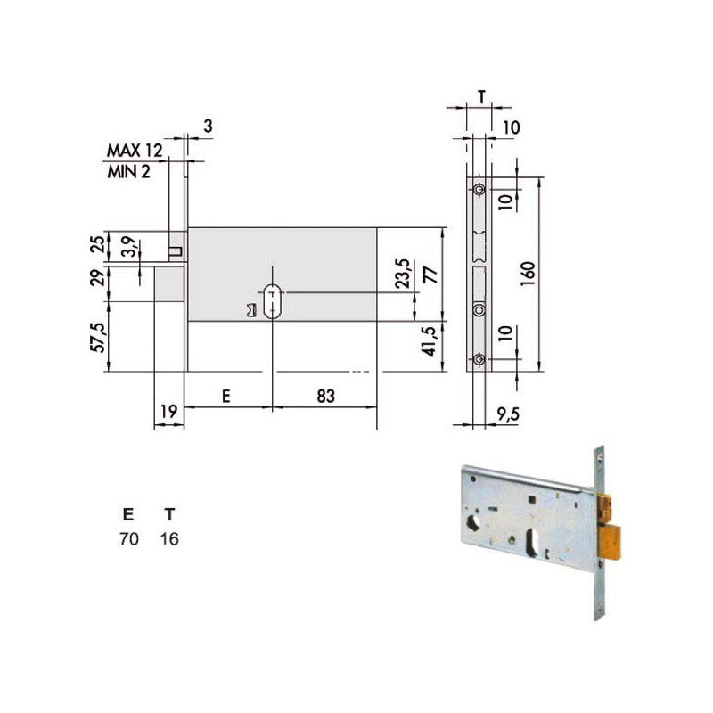 Serratura Infilare Fasce All 44470-70-0 Cisa
