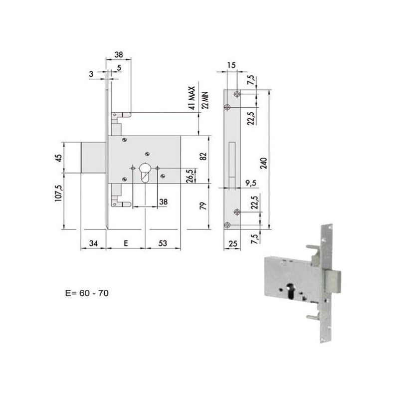 Serratura Infilare Fasce All 56016-70-0 Cisa