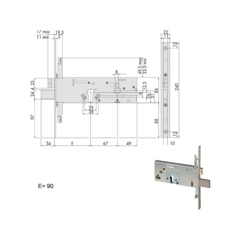 Serratura Infilare Fasce All 56357-90-0 Cisa