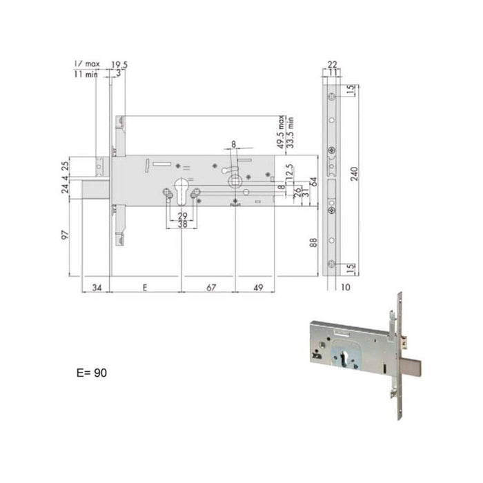 Serratura Infilare Fasce All 56357-90-0 Cisa