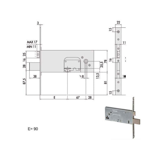 Serratura Infilare Fasce All 57352-90-0 Cisa