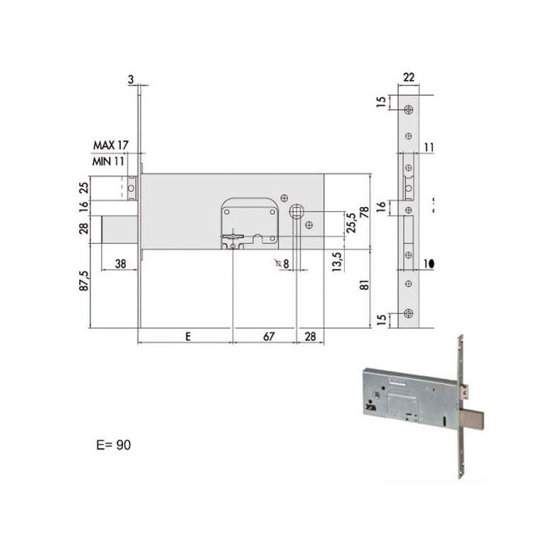 Serratura Infilare Fasce All 57352-90-0 Cisa