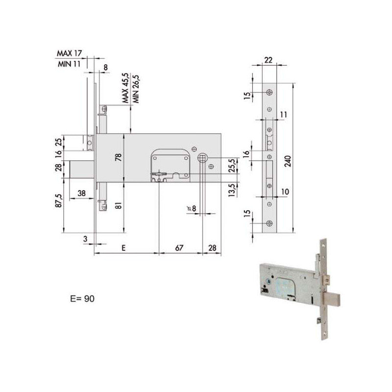Serratura Infilare Fasce All 57357-90-0 Cisa