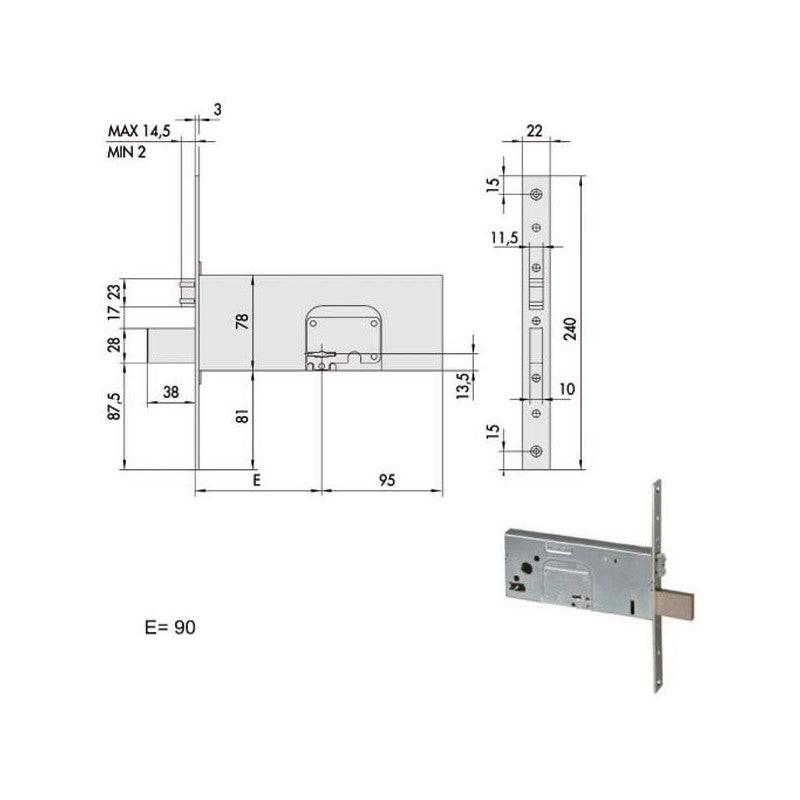 Serratura Infilare Fasce All 57360-90-0 Cisa
