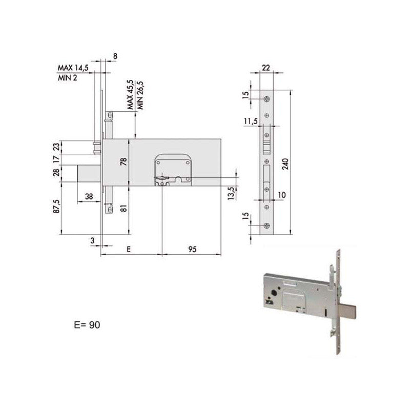 Serratura Infilare Fasce All 57365-90-0 Cisa