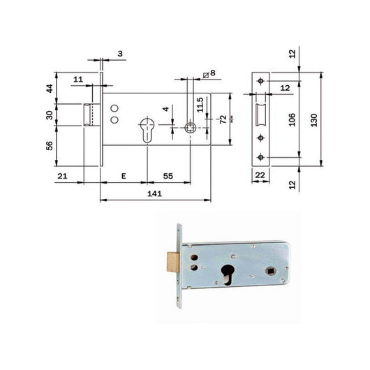 Serratura Infilare Fasce All F22 E 60 720600 Iseo