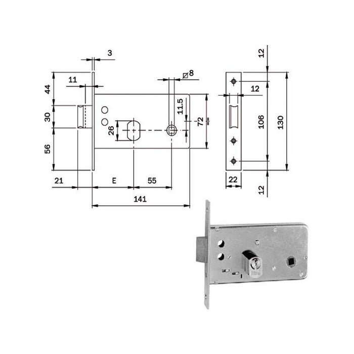 Serratura Infilare Fasce All F22 E 60 725600 Iseo