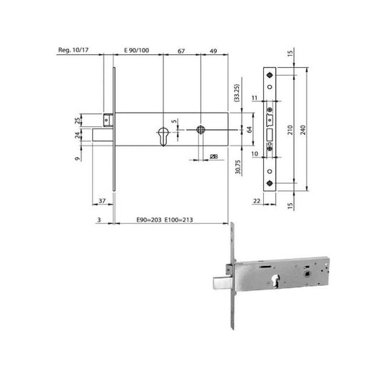 Serratura Infilare Fasce All F22 E100 961120 Iseo