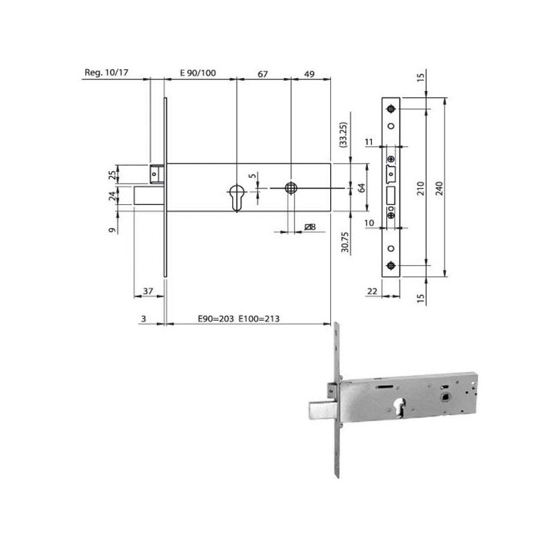 Serratura Infilare Fasce All F22 E100 961120 Iseo