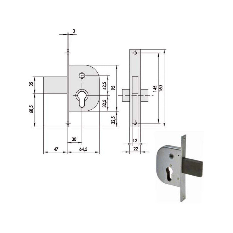 Serratura Infilare Ferro 42212-30-0 Cisa