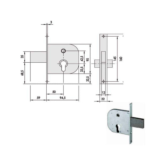 Serratura Infilare Ferro 42312-50-0 Cisa