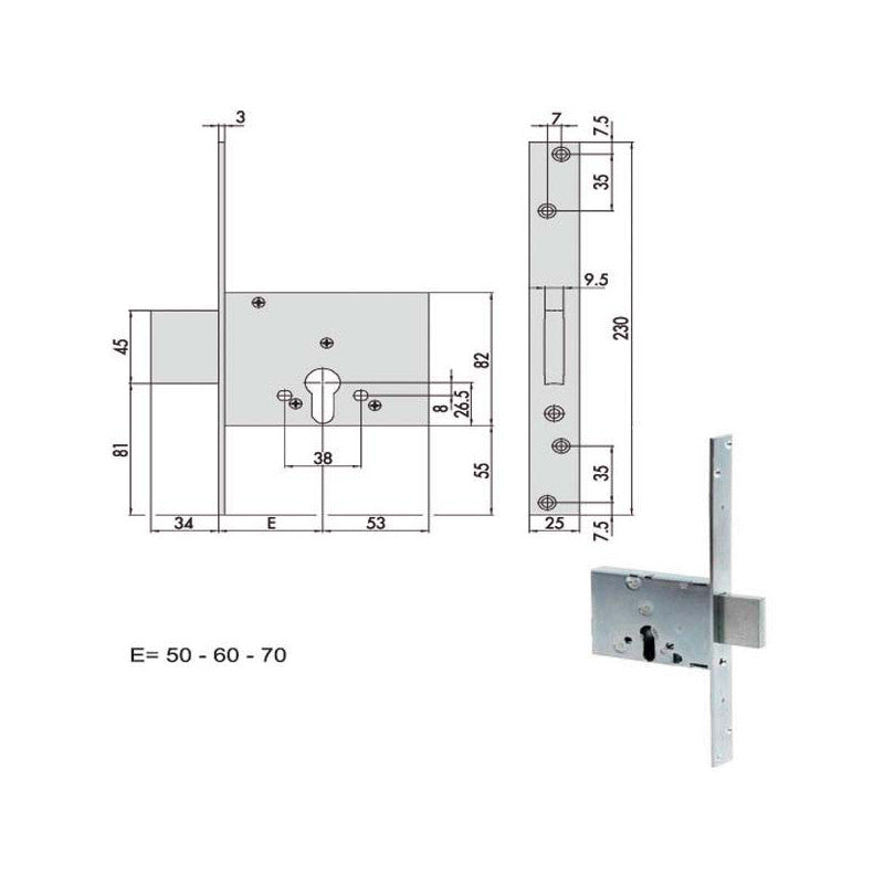 Serratura Infilare Ferro 56010-50-0 Cisa