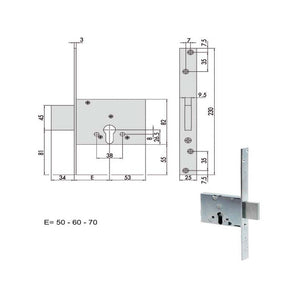 Serratura Infilare Ferro 56010-50-0 Cisa