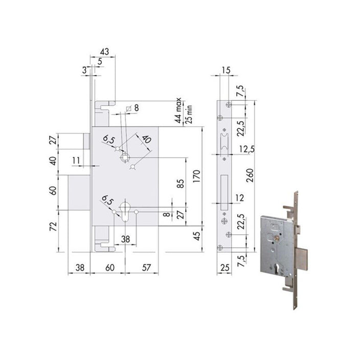 Serratura Infilare Ferro 56255-60-0 Cisa