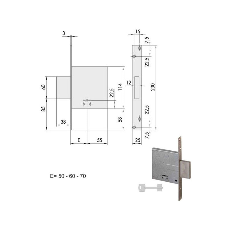 Serratura Infilare Ferro 57010-60-0 Cisa