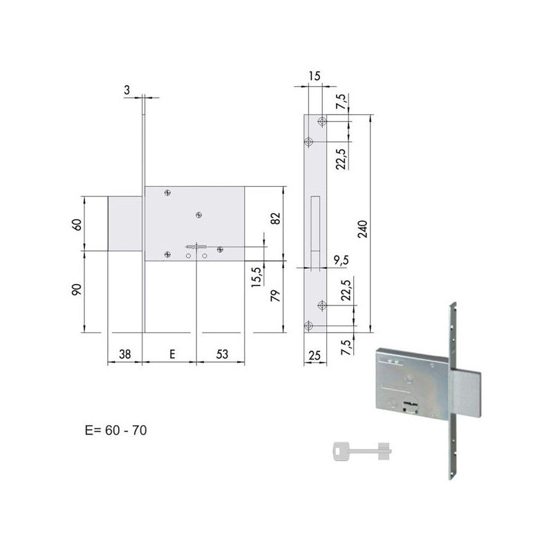 Serratura Infilare Ferro 57013-60-0 Cisa