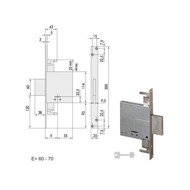 Serratura Infilare Ferro 57015-60-0 Cisa